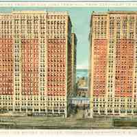 Digital image of Hudson & Manhattan R.R. postcard titled: View showing entire front of New York Terminal.... 1908.