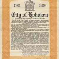 Digital image, printed document: City of Hoboken, Street Re-improvement Bond, $1000. Issued Jan. 1, 1913. Matures Jan. 1, 1918.