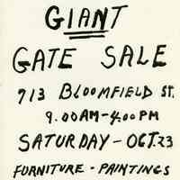 Signs, 29, for gate, yard, sidewalk or moving sales, various places in Hoboken, various dates in 1993.
