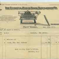 Six invoices or receipts from office equipment companies to City of Hoboken, various departments, 1901-1914.