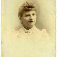 Cabinet photo of a woman, a member of or related to the Sanntrock family of Hoboken; Chicago, n.d., ca. 1885-1890.