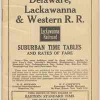Timetable: D.L. & W. R.R., Suburban Time Tables & Rates of Fare. July 15, 1921.
