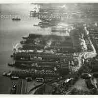 B+W aerial photo of the Holland America Lines Hoboken Piers, October 14, 1948.