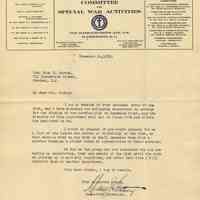 TLS from M. J. Slattery, National Catholic War Council to Mrs. Markey, Hoboken, Nov. 26, 1919 re arrangements for closing Admiral Benson Service Club and personnel.