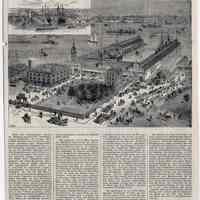 Article (Hamburg-American Line Hoboken piers): Die neuen Docks der Hamburg - Amerikanischen Packetfahrt - Actien - Gesellschaft “ in Hoboken, New Jersey. June 1883.