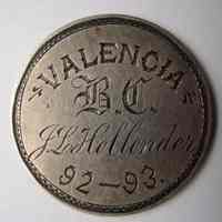 Valencia Boat Club (Hoboken) engraved coin for J.L. Hollender, 1893; Columbian Exposition Half Dollar.