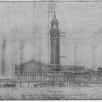 South Elevation. Lackawanna R.R.Terminal & Hoboken Ferry Co. Sheet No. 110. Dec. 17, 1904. Kodalith photostatic copy.