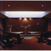 Color photo of the chapel in north wing at Saint Mary Hospital, Hoboken, no date, probably Feb. 1976.