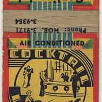 Matchbook cover from Continental Hotel, 101 Hudson St., Hoboken, no date, circa 1940-1950.