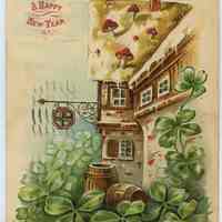 Postcard / trade card: A Happy New Year. The Frank Cordts Furniture Co., Washington & Second Sts., Hoboken, N.J. Postmarked Hoboken, Dec. 29, 1905.