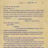 TLS from William Meehan, Pres., Board of Trustees, Free Public Library to Mayor & Council, Hoboken, Sept. 25, 1901, re procedural matters on appropriations and requistions.