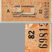 Ticket: Hoboken Ferry, one passage; D.L. & W. R.R., Hoboken, n.d., ca. 1945-1960.