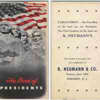 Booklet: The Book of Presidents. N.d., ca. 1955. Issued by R. Neumann & Co., Hoboken, N.J.