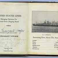          inside front cover and 1st leaf: S.S. America
   