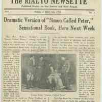 The Rialto Newsette. Vol.1, no. 3, Week of May 4,1925. [The Rialto Theatre, 118 Hudson St., Hoboken].