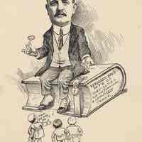 Caricature of Louis Ferguson, [Hoboken, n.d., ca. 1907-1916]. From album, "Just for Fun"; archives catalogue 2005.018.0001.