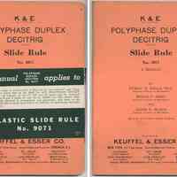 Manual: K&E Polyphase Duplex Decitrig Slide Rule No. 4071. A Manual. Kells, Kern & Bland. K&E, NY & Hoboken, [copyright 1939], issued ca. 1949-1952.