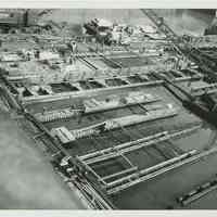          B+W photo of the construction of Pier 5 (formerly Pier 14) at the Bethlehem Steel Shipyard, Hoboken Division, January 30, 1957. picture number 1
   