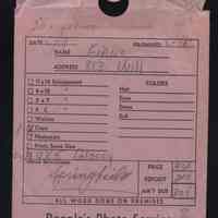          Receipt for photographic processing. picture number 1
   