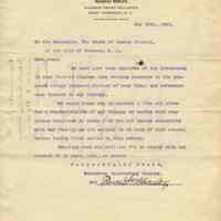 TLS: Weehawken Contracting Company, West Hoboken, N.J. to Hoboken City Council, May 10, 1905 re sewage disposal station.