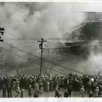 B+W photo of fire on dock near Holland America Line, 5th & 6th Sts., Hoboken, Nov. 6, 1931.