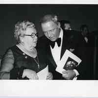 B+W photo of Frank Sinatra & mother, Dolly Sinatra, at Century Plaza Hotel, Los Angeles, CA, for Scopus Award, Nov. 14, 1976.