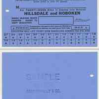 Ticket sample: New Jersey & New York R.R. Monthly Commutation; Hillsdale & Hoboken. N.d., 1961.