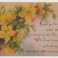 Birthday postcard sent to Madeline Miller, Hoboken from "Cousin Etta", postmarked Hoboken, June 11, 1912.