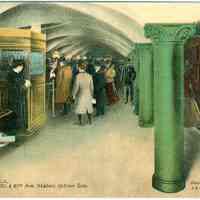          Digital image of Hudson & Manhattan R.R. postcard titled: Hudson Tunnels, 19th St. & 6th Ave. Station, Uptown Side. 1908. picture number 1
   