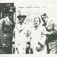 Black-and-white photocopy of photo of Joey, Sebatiano, Philomina and Carmine Patti in an unidentified back yard, Hoboken, no date, ca. 1942-45.