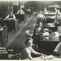 B+W photo of R. Neumann & Co. sales office, Hoboken, August 7, 1939.