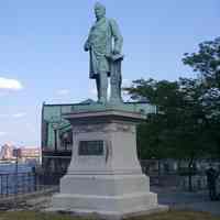 Digital image of Sam Sloan statue, Lackawanna Plaza, August 8, 2004.