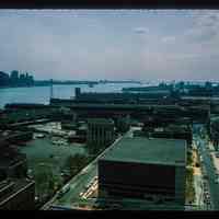 Color slide of aerial view from River and 3rd looking SE