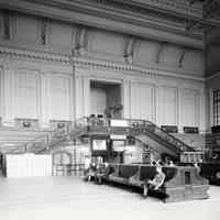 B+W photo of the Waiting Room interior of Lackawanna Terminal, Hoboken, 1967.