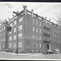 B&W photo of apartment building at 3 Armstrong Avenue, Jersey City.