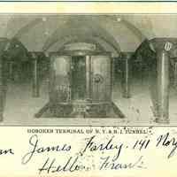          Digital image of Hudson & Manhattan R.R. postcard titled: Hoboken Terminal of N.Y. and N.J. Tunnel. No date, ca. 1908. picture number 1
   