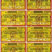 Tickets, 9: Restricted Monthly Commutation Ticket for D.L. & W. Railroad between Montclair & N.Y., various months 1953.