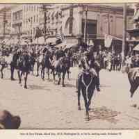 Sepia-tone photo of Washington St. at Third St. during 