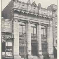 Printed B+W photograph of the Trust Company of New Jersey, 12 Hudson Place, Hoboken, ca. 1903-1908.