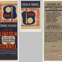 Matchbook cover: Use the Lincoln Tunnel; Plan Now to See the New York World