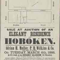 Broadside poster: Sale at Auction of an Elegant Residence at Hoboken. March 6, 1866.