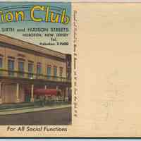 Fold-out postcard of the Union Club, Hoboken, ca. 1950