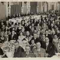 B+W group photo of Dinner Dance, Tootsie Roll Old Timers, Hotel Governor Clinton, New York, N.Y., December 27, 1952.