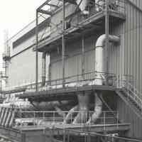 Digital image of B+W photo of former Maxwell House Coffee plant exterior, Silo Building, Hoboken, 2003.