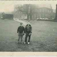 B+W photo of two boys at Stevens Park, Hoboken, no date, ca. 1950.