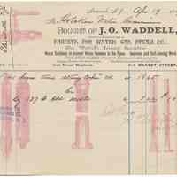 Digital image: bill to Hoboken Water Commissioners from J.O. Waddell, 314 Market St., Newark, N.J., April 19, 1887.