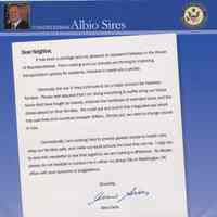 Newsletter from U.S.Congressman Albio Sires to Hoboken residents, (September 2007.)