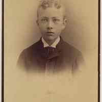 Cabinet photo of studio portrait of boy, Hoboken, n.d., ca. 1885-1890.