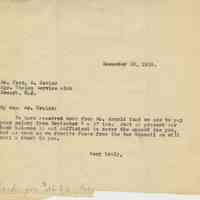 TL unsigned to Fred G. Gruler, Mgr. Whelan Service Club, Newark, Dec. 13, 1919, re payment of salary to be made.