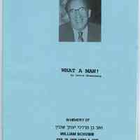 Memoriam (William Schubin): What A Man! By David Greenberg. In Memory of William Schubin. Feb. 28, 1898 - April 5, 1995.